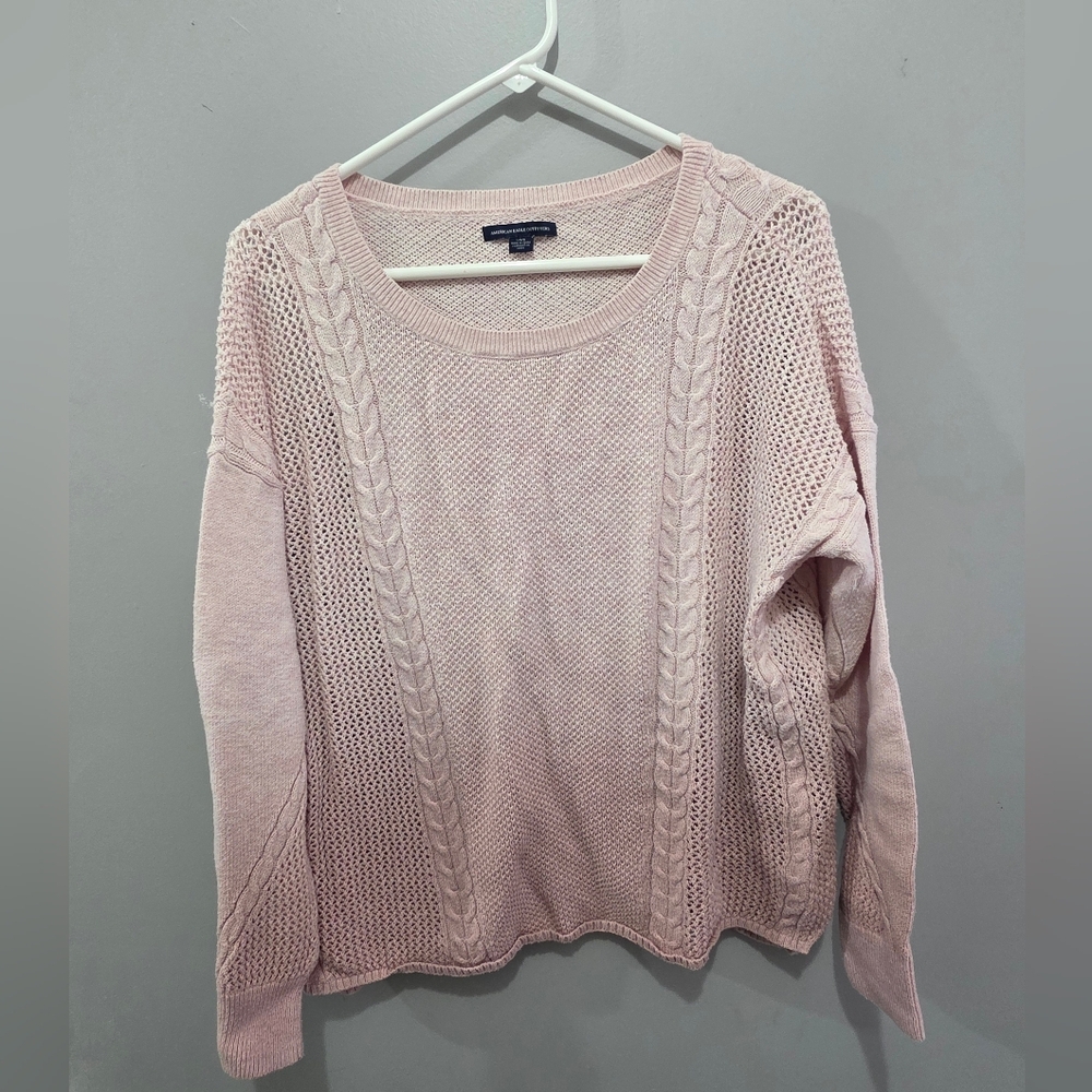 American Eagle Outfitters Light Pink Cable Knit Sweater Ombre